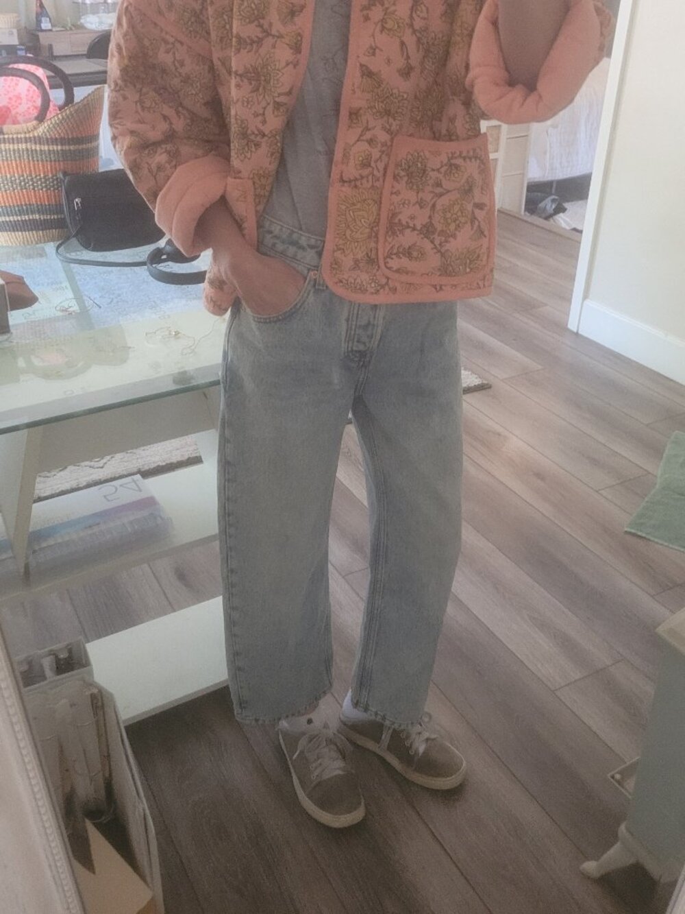 Free people light denim barrel jeans